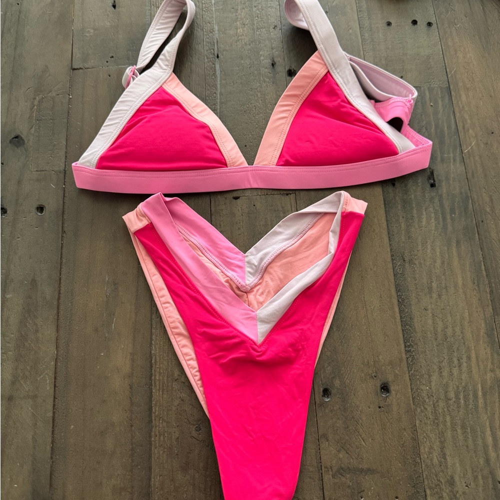 Pink and Cream Classic Bikini Swim Set